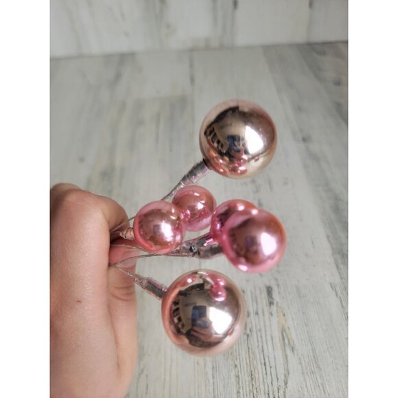 Vintage Mercury pink ball branch pick ornament glass Xmas - Picture 11 of 12